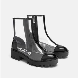 Zara Vinyl Track Sole Ankle Boots